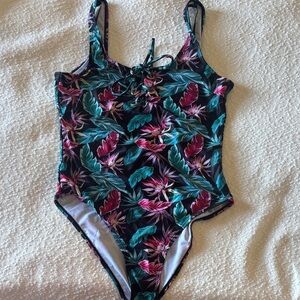 Tropical Leaf Kids One Piece Swimsuit